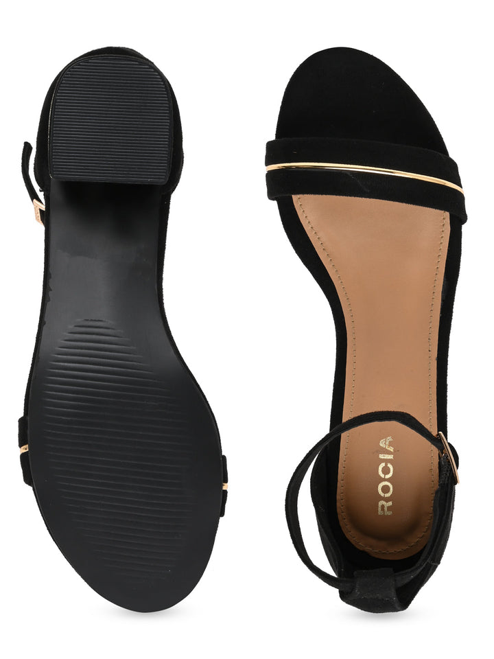 Rocia By Regal Black Women Suede Ankle Strap Sandals