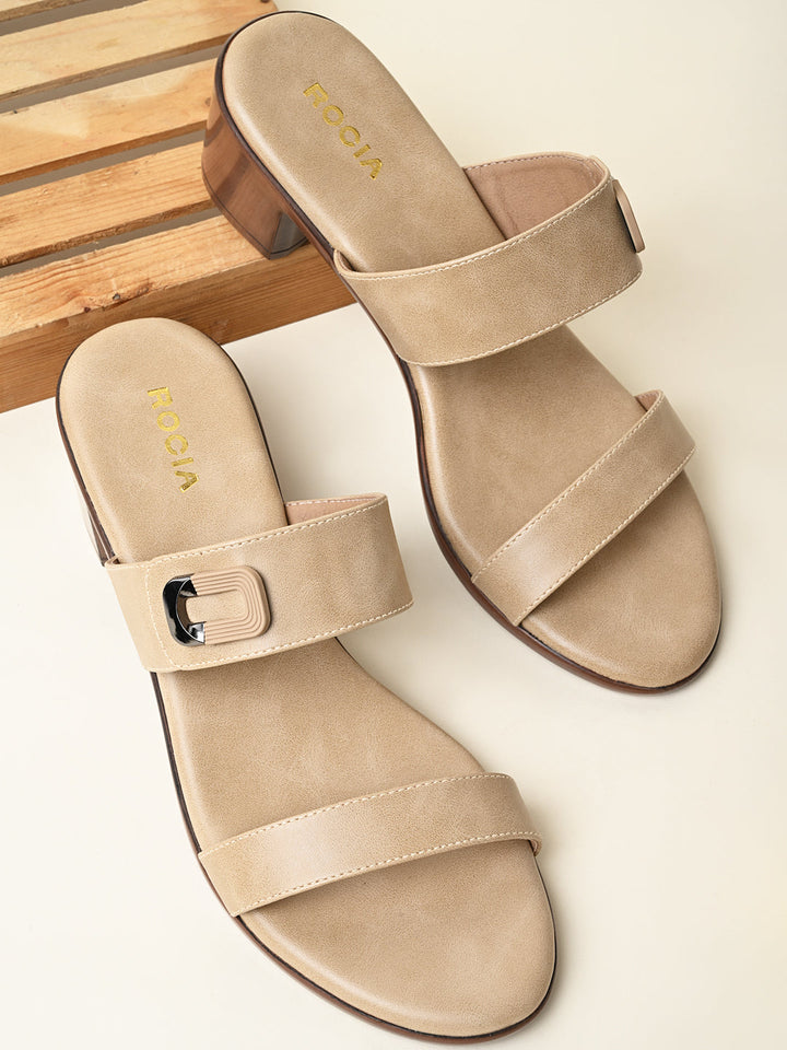 Rocia By Regal Beige Women Classic Block Heel Sandals
