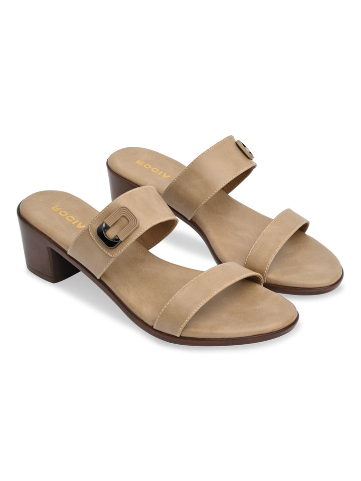 Rocia By Regal Beige Women Classic Block Heel Sandals