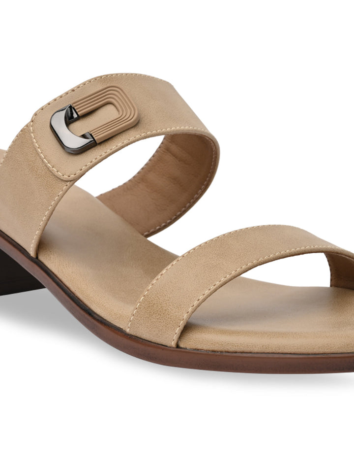 Rocia By Regal Beige Women Classic Block Heel Sandals