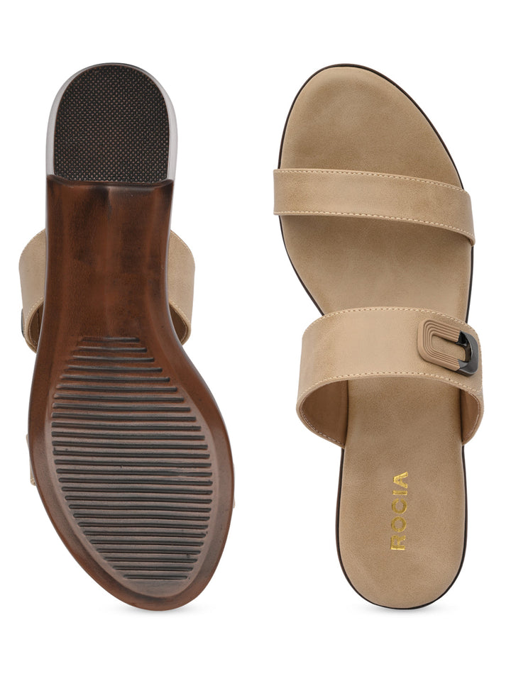 Rocia By Regal Beige Women Classic Block Heel Sandals