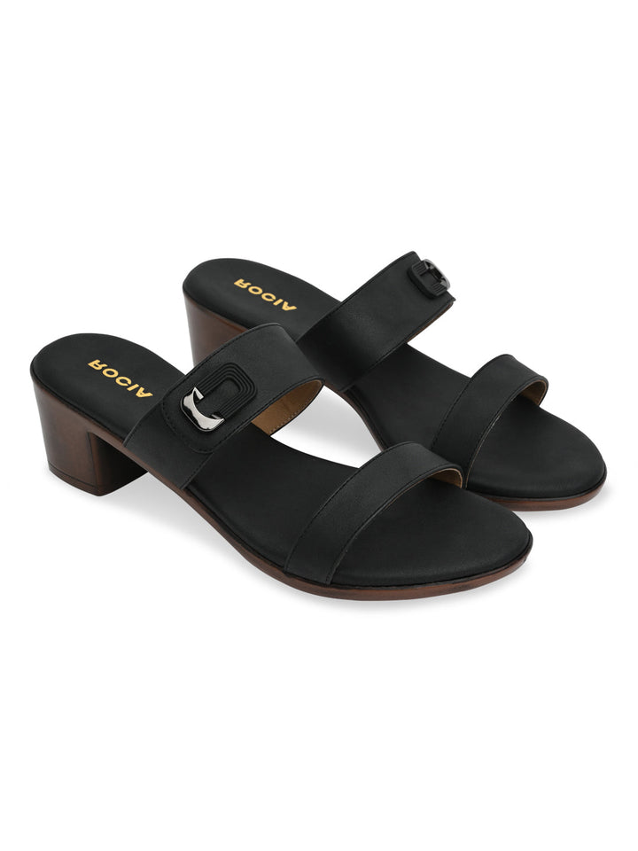 Rocia By Regal Black Women Classic Block Heel Sandals