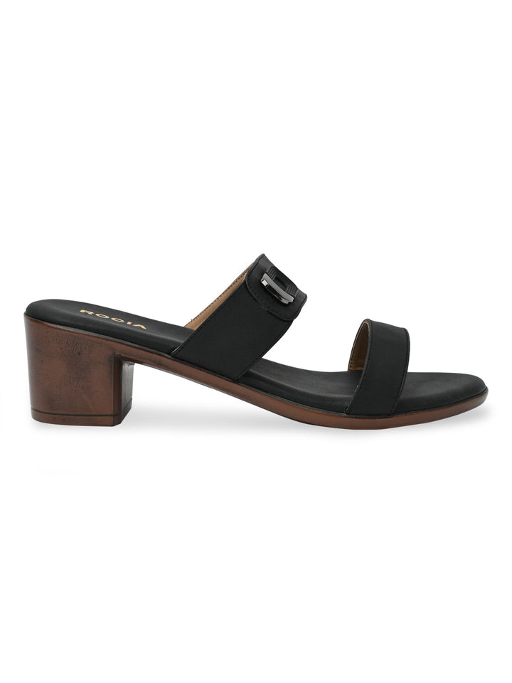 Rocia By Regal Black Women Classic Block Heel Sandals