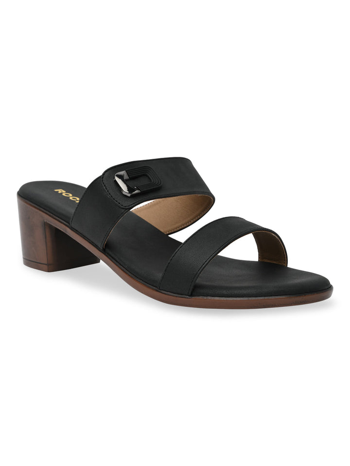 Rocia By Regal Black Women Classic Block Heel Sandals