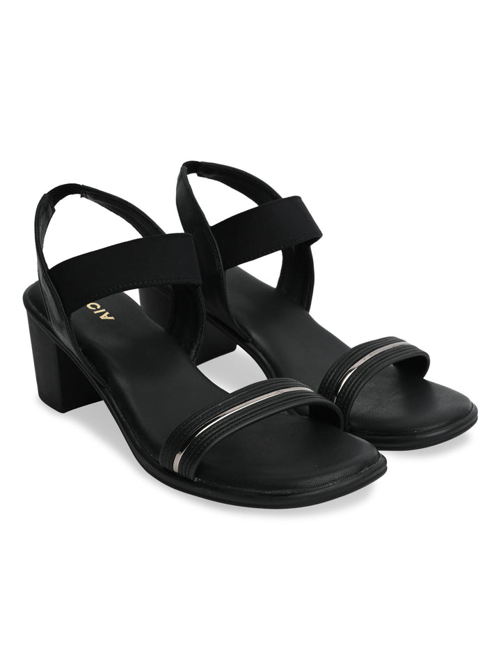 Rocia By Regal Black Women Classic Block Heel Sandals