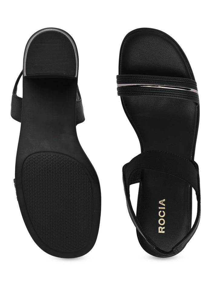 Rocia By Regal Black Women Classic Block Heel Sandals