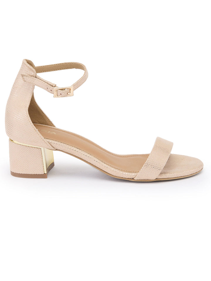 Rocia By Regal Gold Women Classic Gold Accent Block Heel Sandals