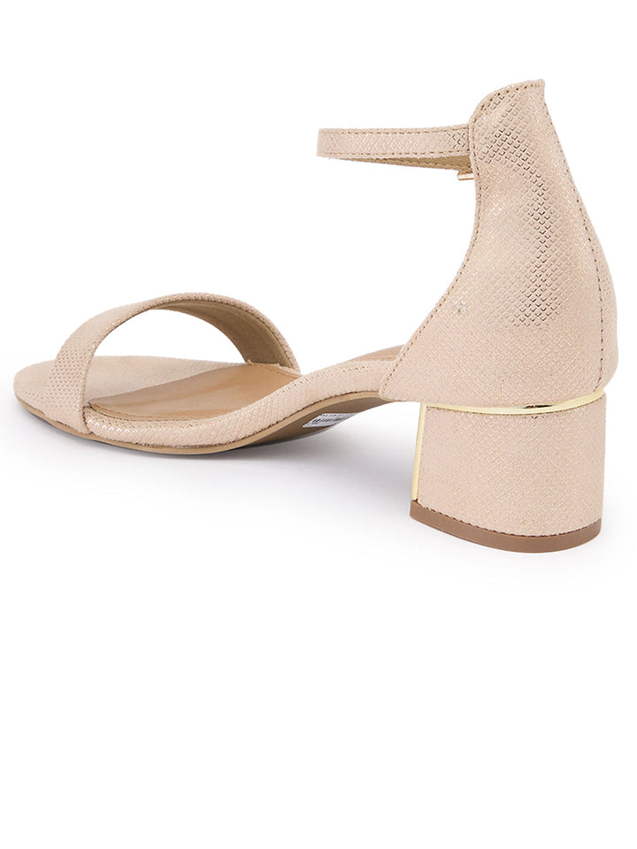 Rocia By Regal Gold Women Classic Gold Accent Block Heel Sandals