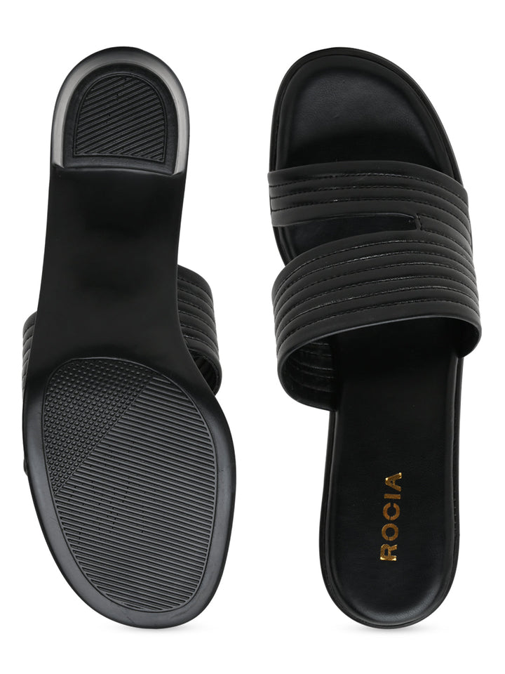 Rocia By Regal Black Women Multi Strap Block Heel Sandals