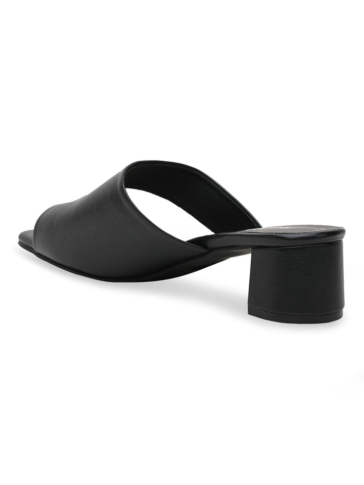 Rocia By Regal Black Women One Toe Casual Block Heel Sandals