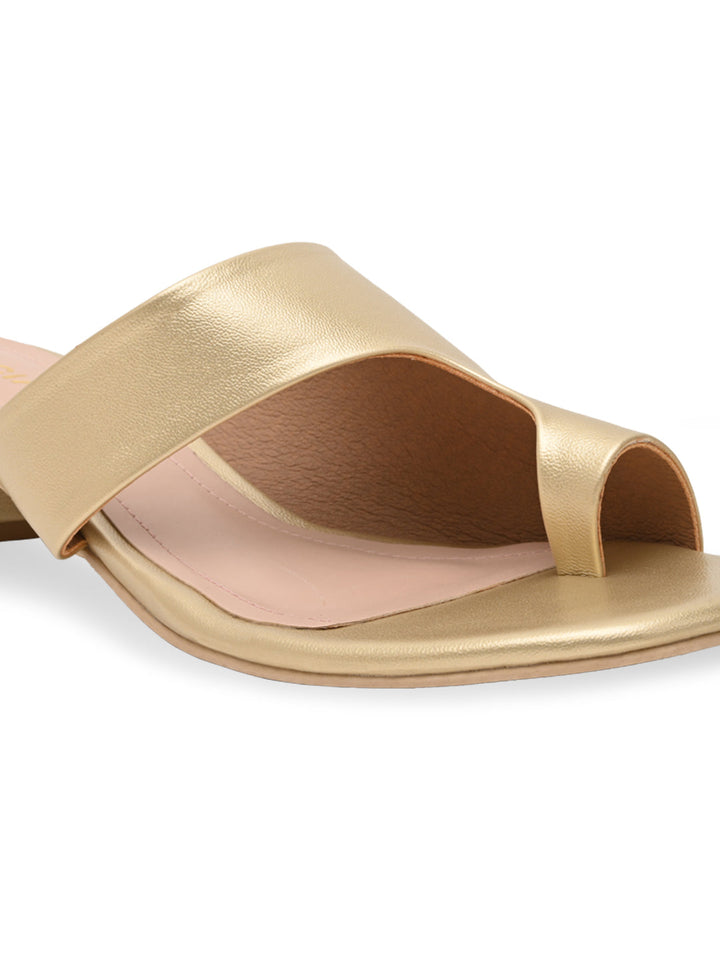 Rocia By Regal Gold Women One Toe Casual Block Heel Sandals