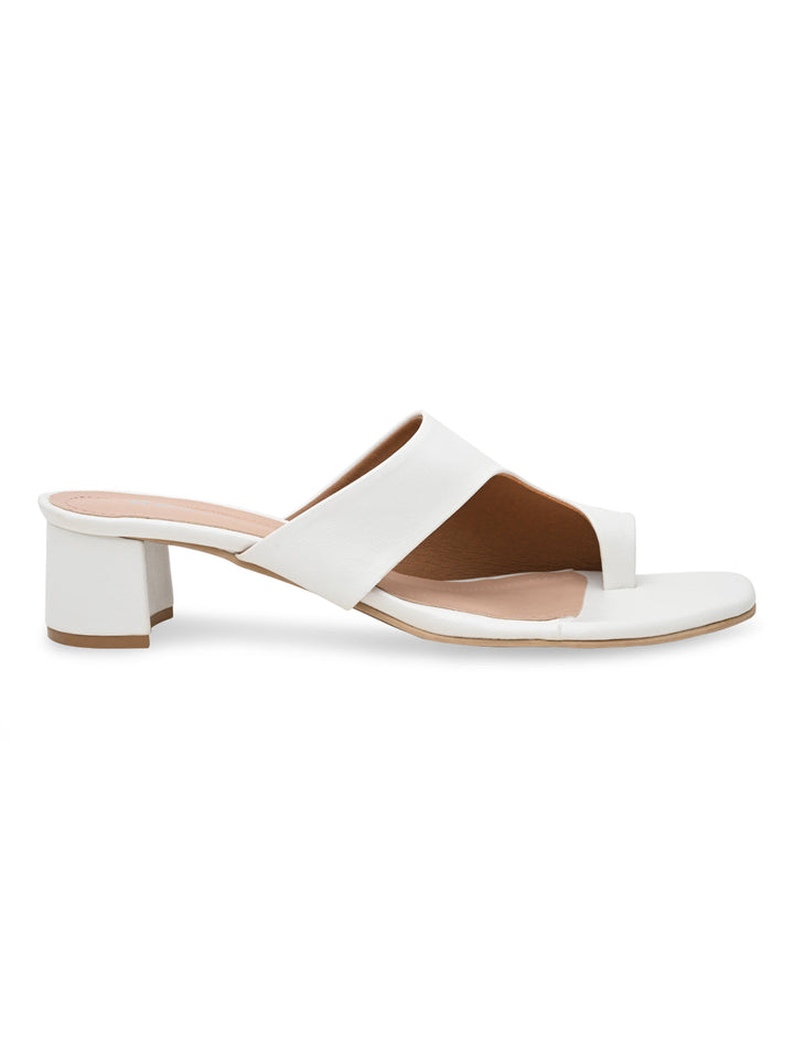 Rocia By Regal White Women One Toe Casual Block Heel Sandals