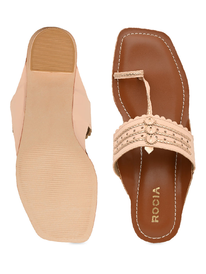 Rocia By Regal Pink Women Block Heel Kolhapuris