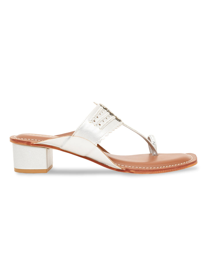Rocia By Regal Silver Women Block Heel Kolhapuris