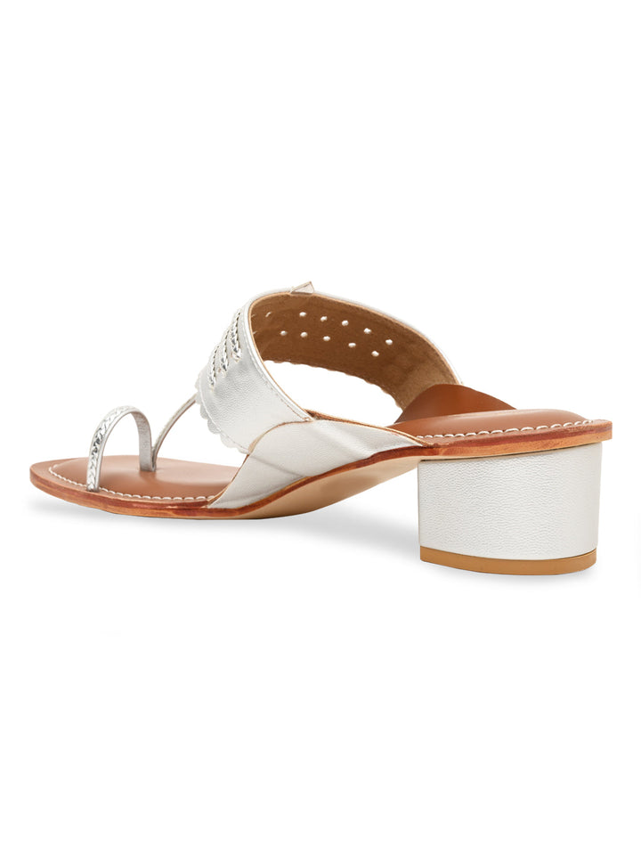 Rocia By Regal Silver Women Block Heel Kolhapuris