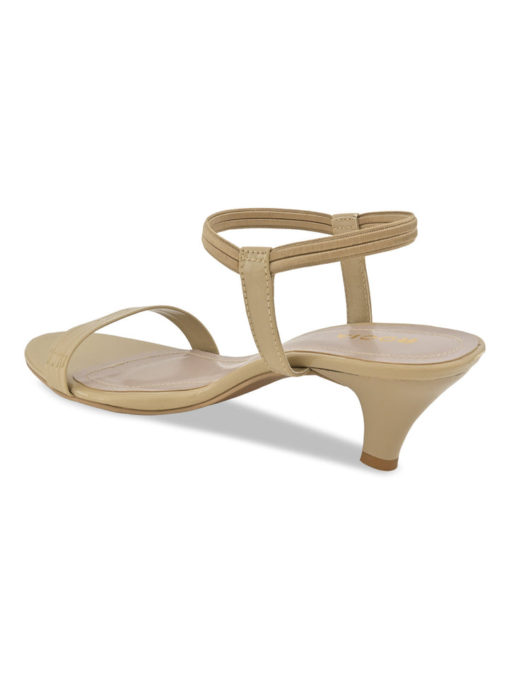 Rocia By Regal Beige Women Kitten Heel Patent Sandals