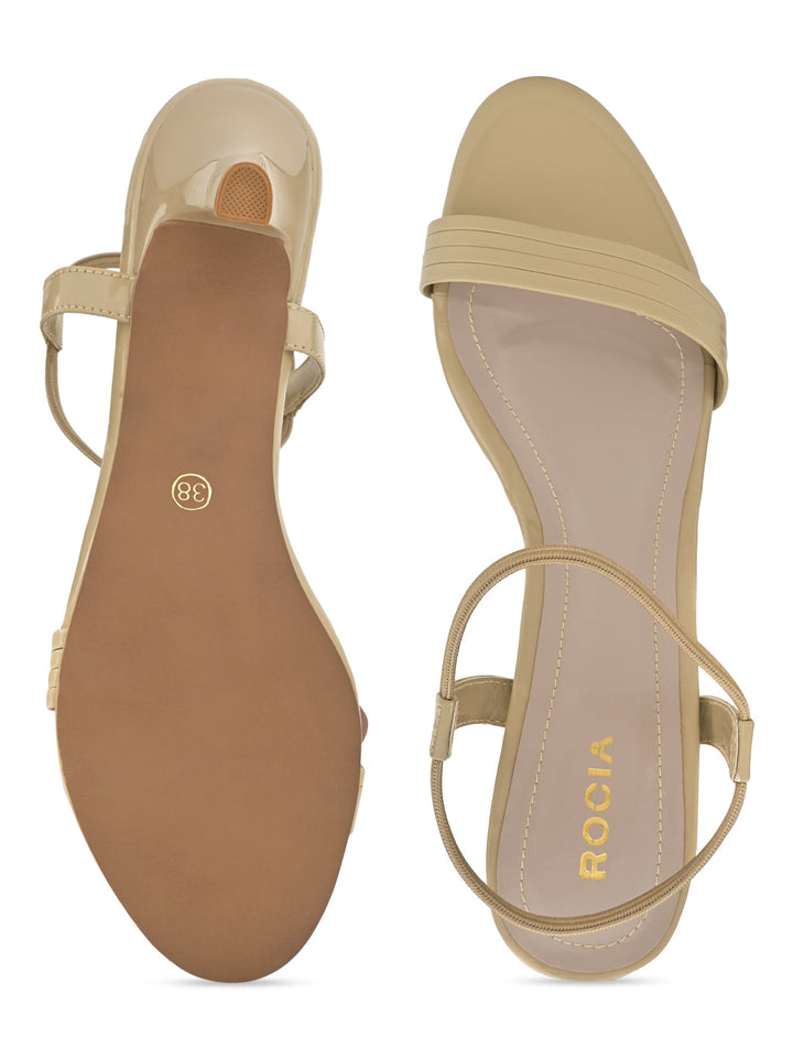 Rocia By Regal Beige Women Kitten Heel Patent Sandals