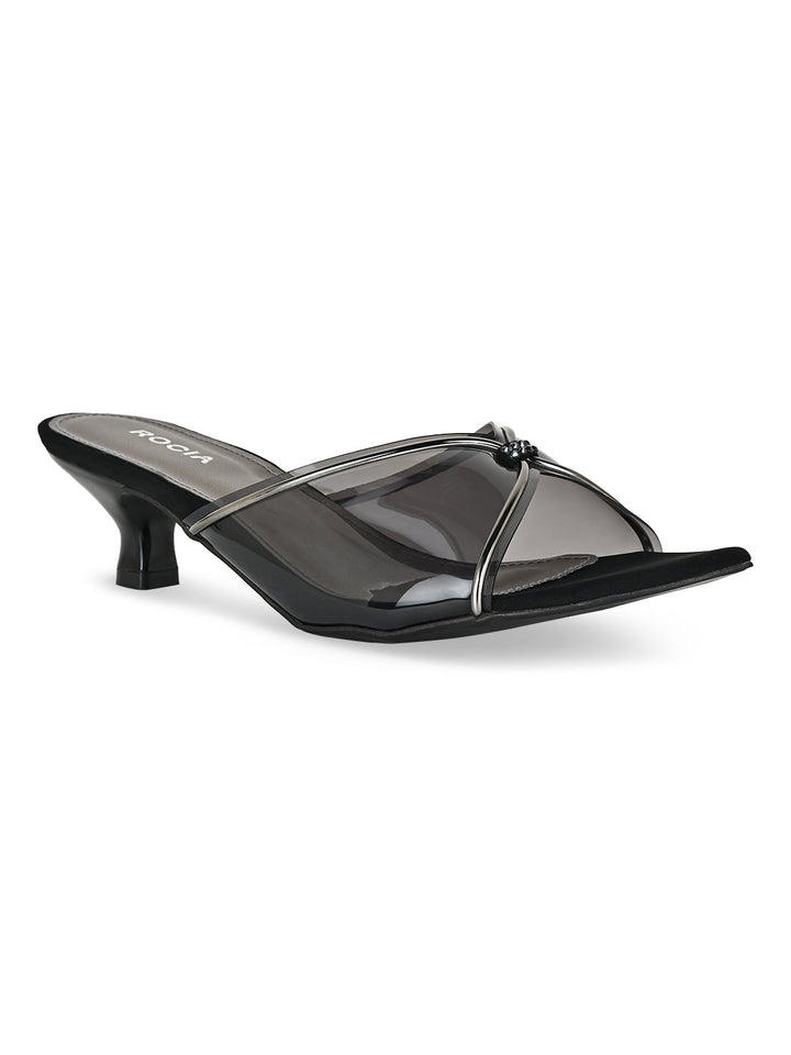 Rocia By Regal Black Women Vinyl Kitten Heel Sandal