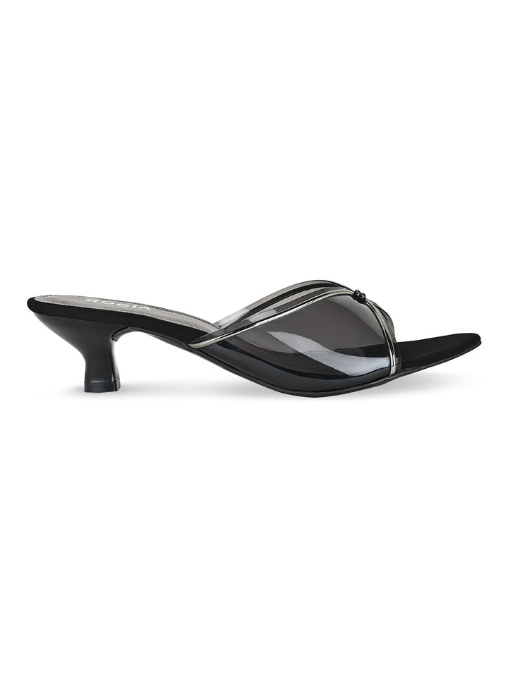 Rocia By Regal Black Women Vinyl Kitten Heel Sandal