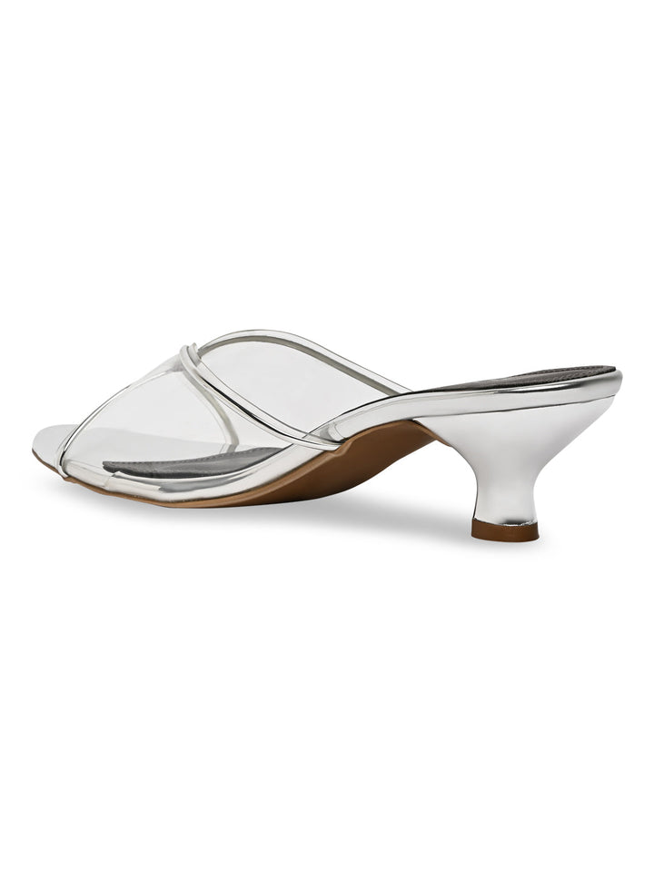 Rocia By Regal Silver Women Vinyl Kitten Heel Sandal