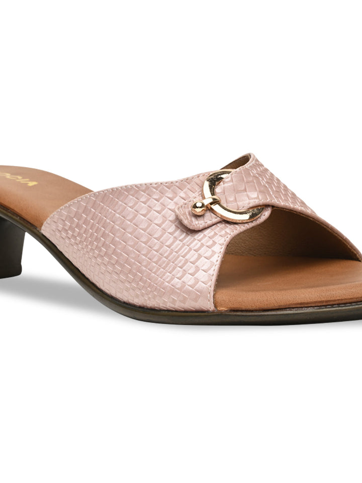 Rocia By Regal Pink Women Textured Kitten Heel Sandals