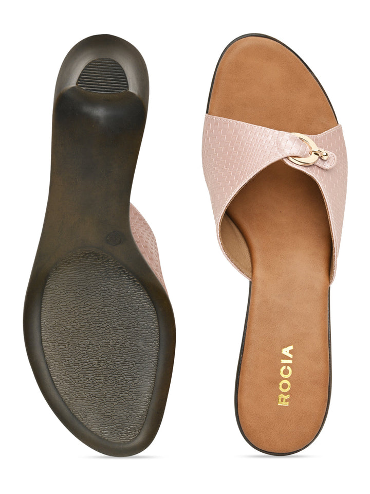 Rocia By Regal Pink Women Textured Kitten Heel Sandals