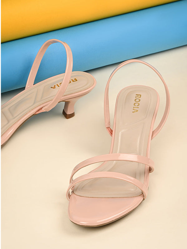 Rocia By Regal Nude Women Patent Strappy Kitten Heels