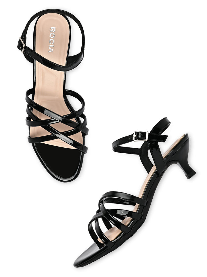 Rocia By Regal Black Women Strappy Kitten Heels