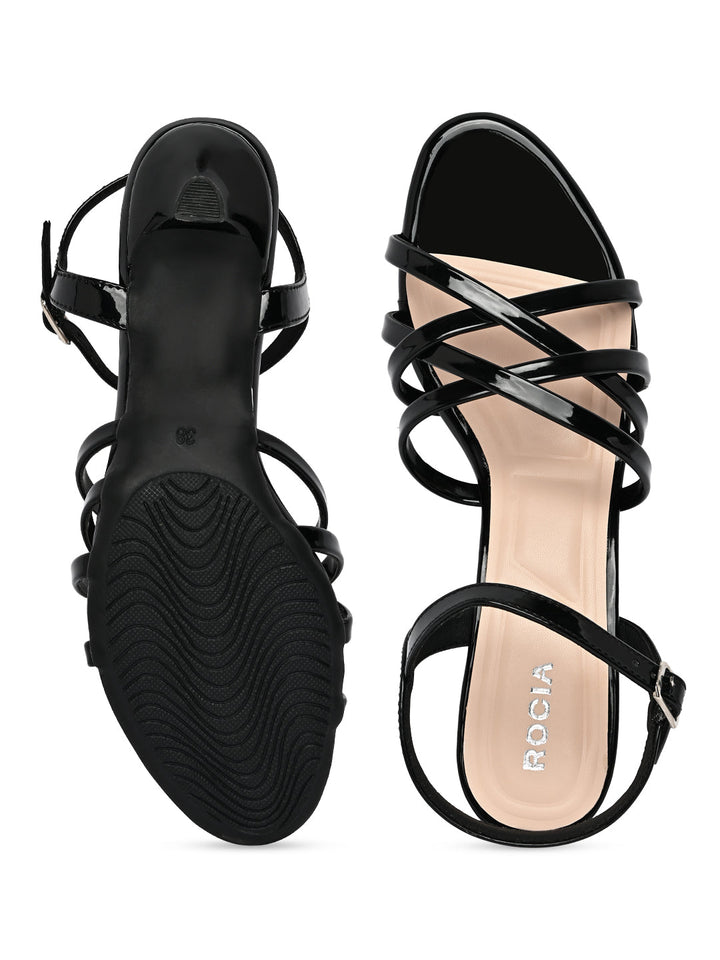 Rocia By Regal Black Women Strappy Kitten Heels