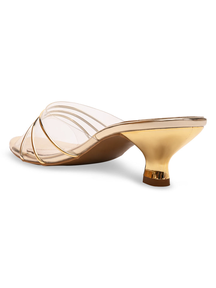 Rocia By Regal Gold Women Vinyl Kitten Heels