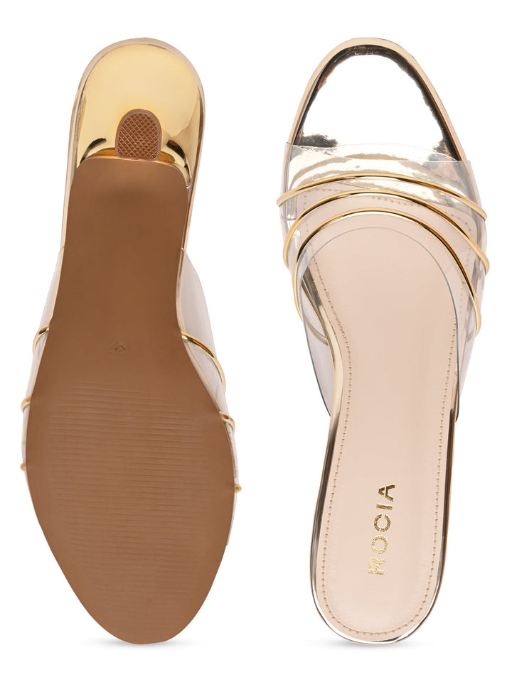 Rocia By Regal Gold Women Vinyl Kitten Heels