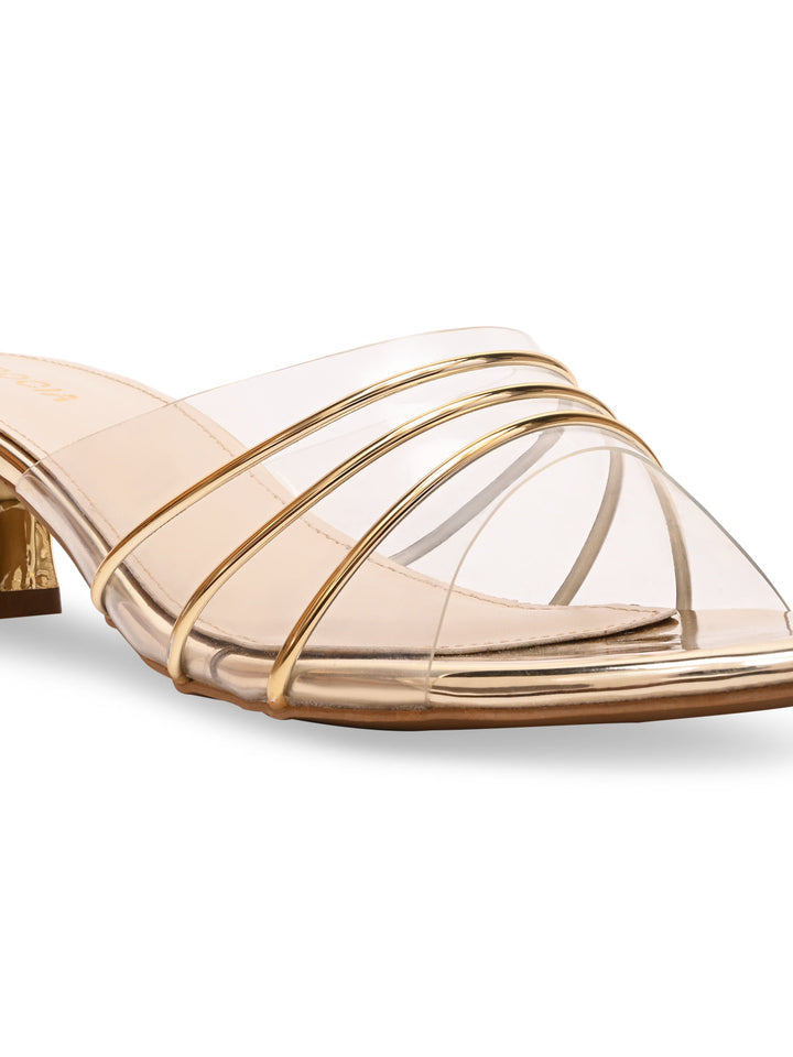 Rocia By Regal Gold Women Vinyl Kitten Heels