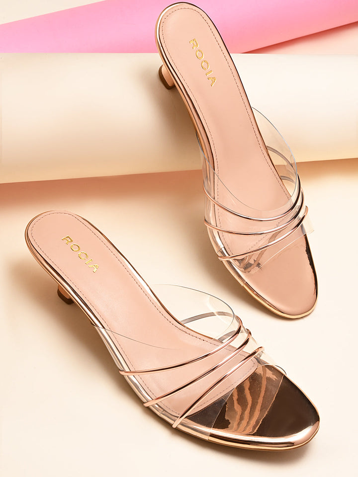 Rocia By Regal Rose Gold Women Vinyl Kitten Heels