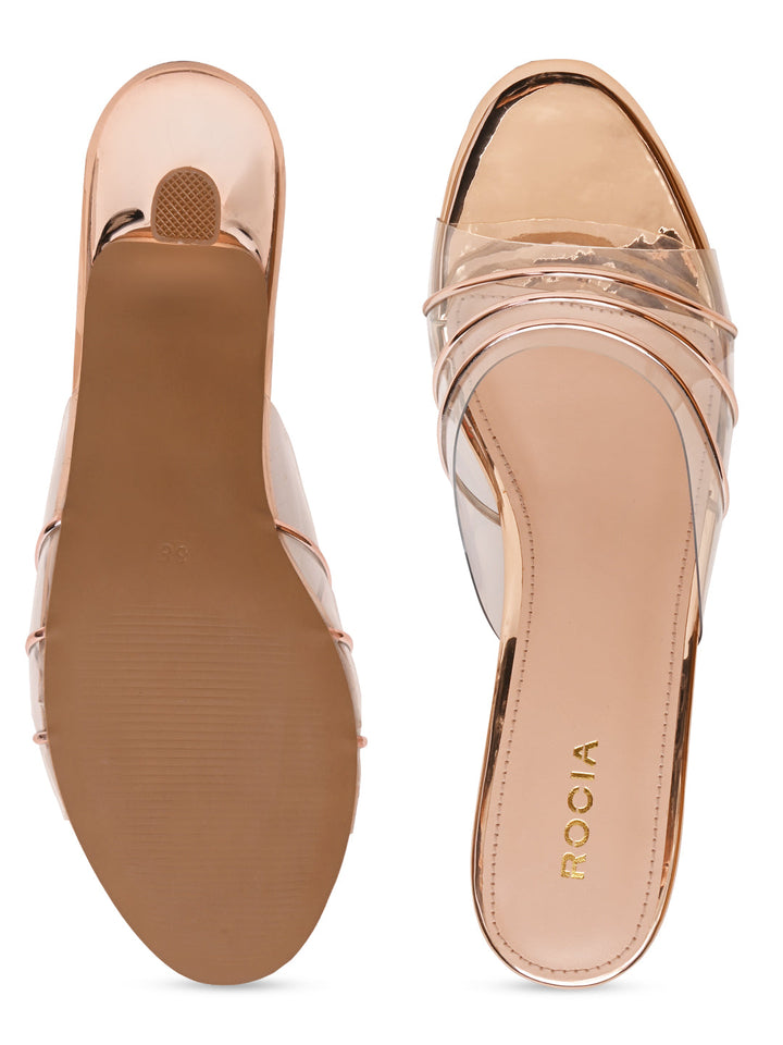 Rocia By Regal Rose Gold Women Vinyl Kitten Heels