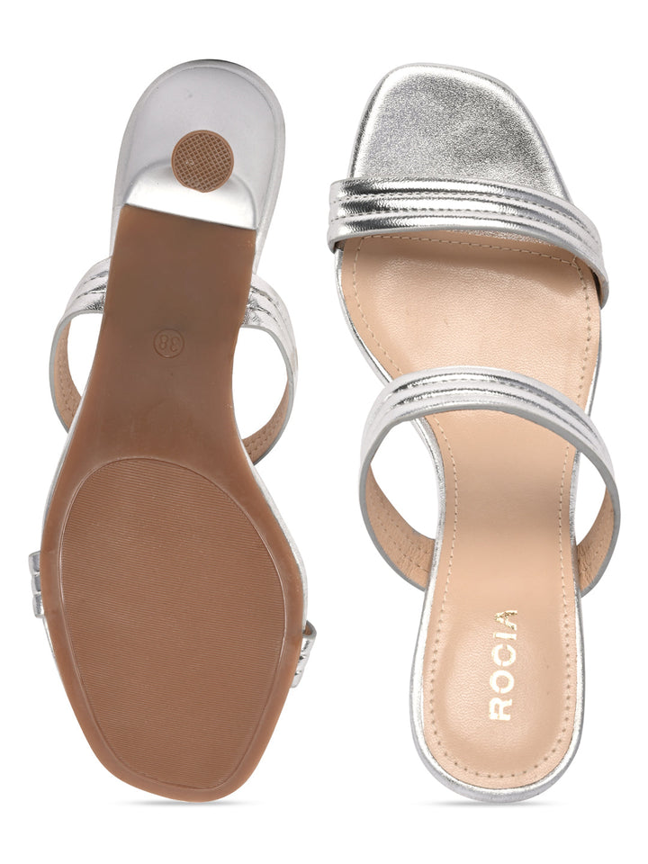 Rocia By Regal Silver Women Kitten Heel Sandals