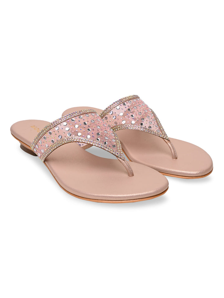 Rocia By Regal Rose Gold Women Diamante Embellished Block Heels