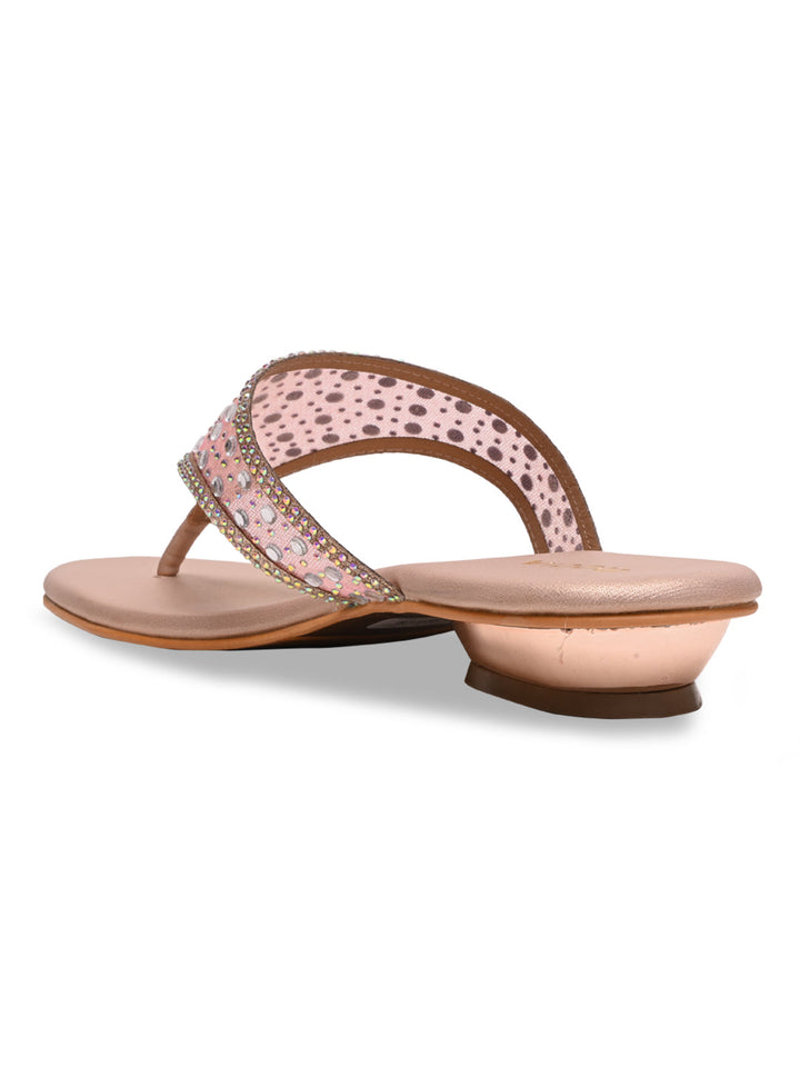 Rocia By Regal Rose Gold Women Diamante Embellished Block Heels