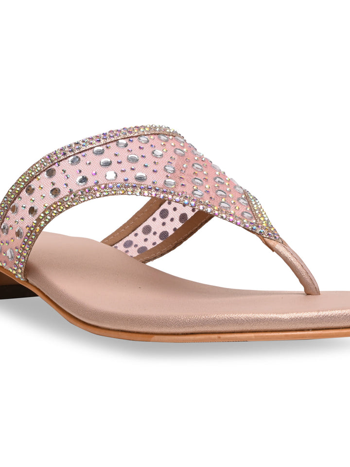 Rocia By Regal Rose Gold Women Diamante Embellished Block Heels