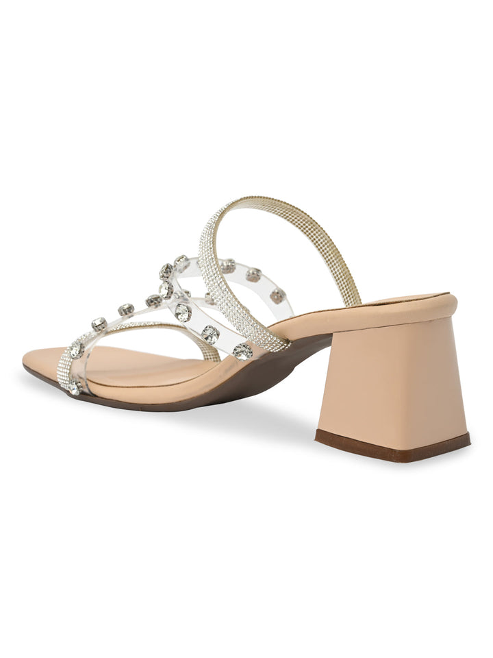Rocia By Regal Transparent Women Diamond Studded Block Heel Sandals
