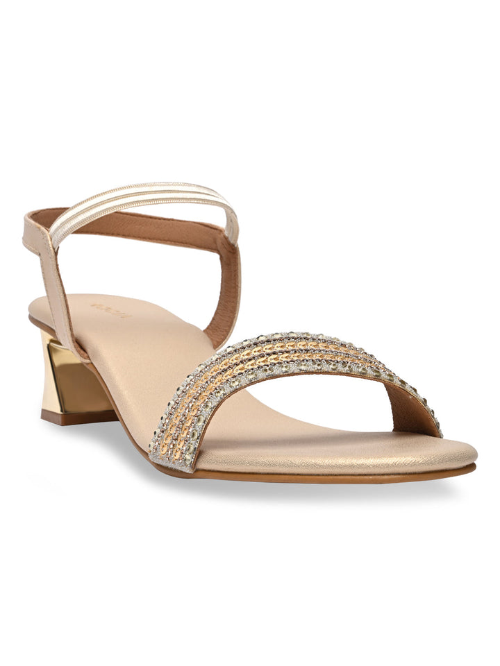 Rocia By Regal Gold Women Hand Embroidered Strap Fancy Sandals