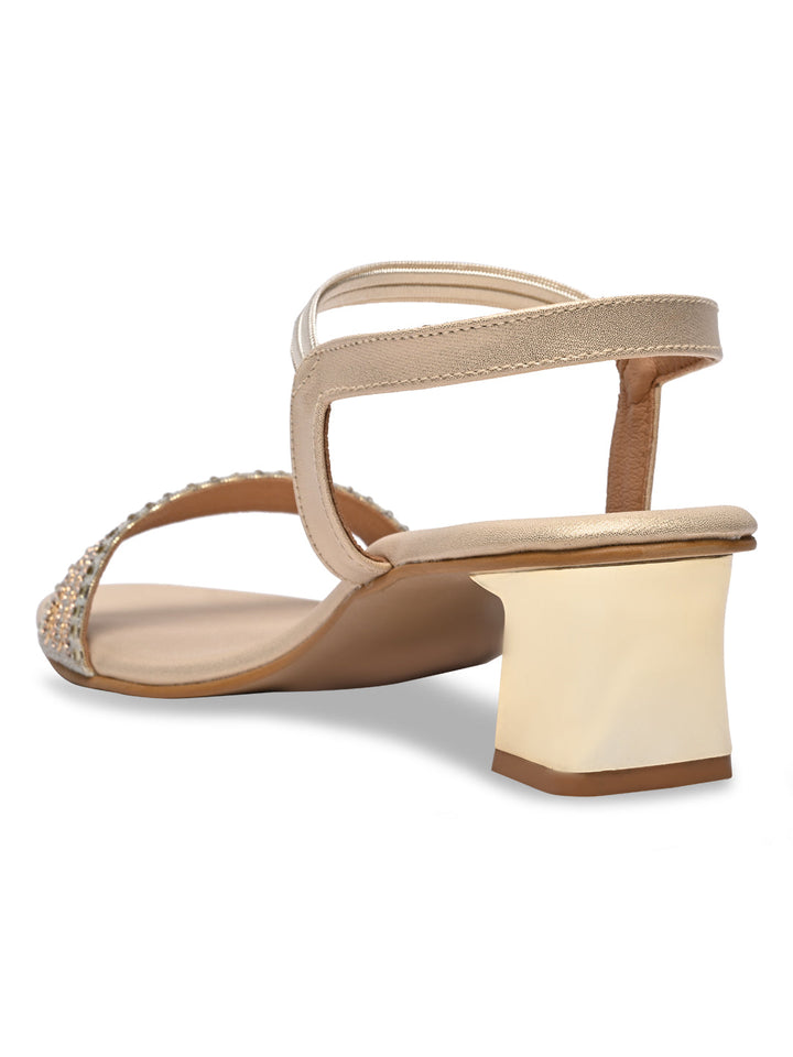 Rocia By Regal Gold Women Hand Embroidered Strap Fancy Sandals