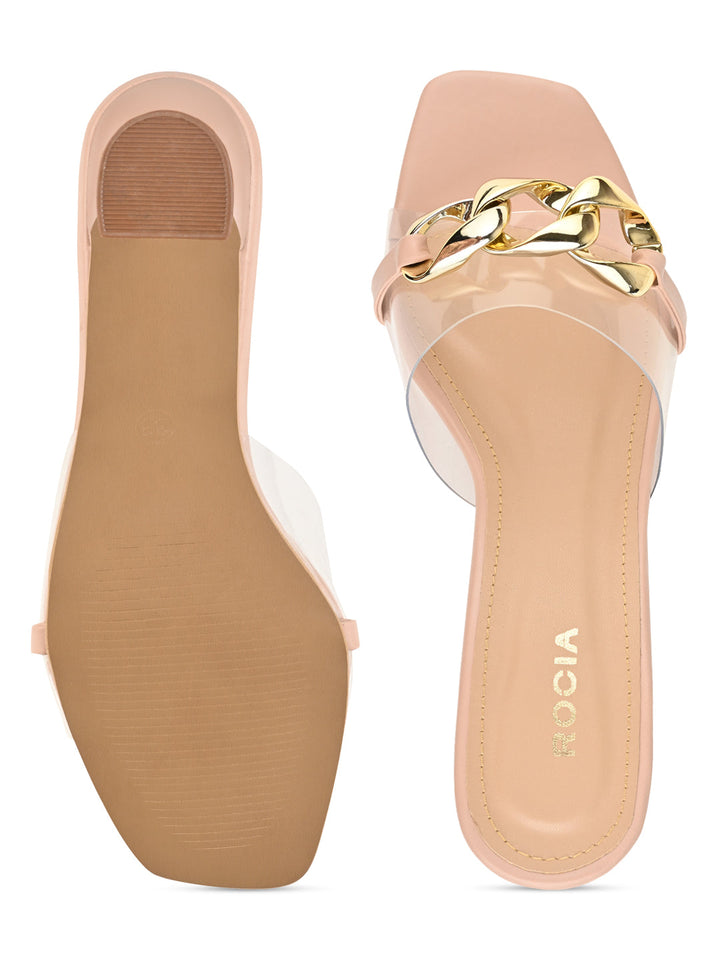 Rocia By Regal Nude Women Vinyl Chained Sandals