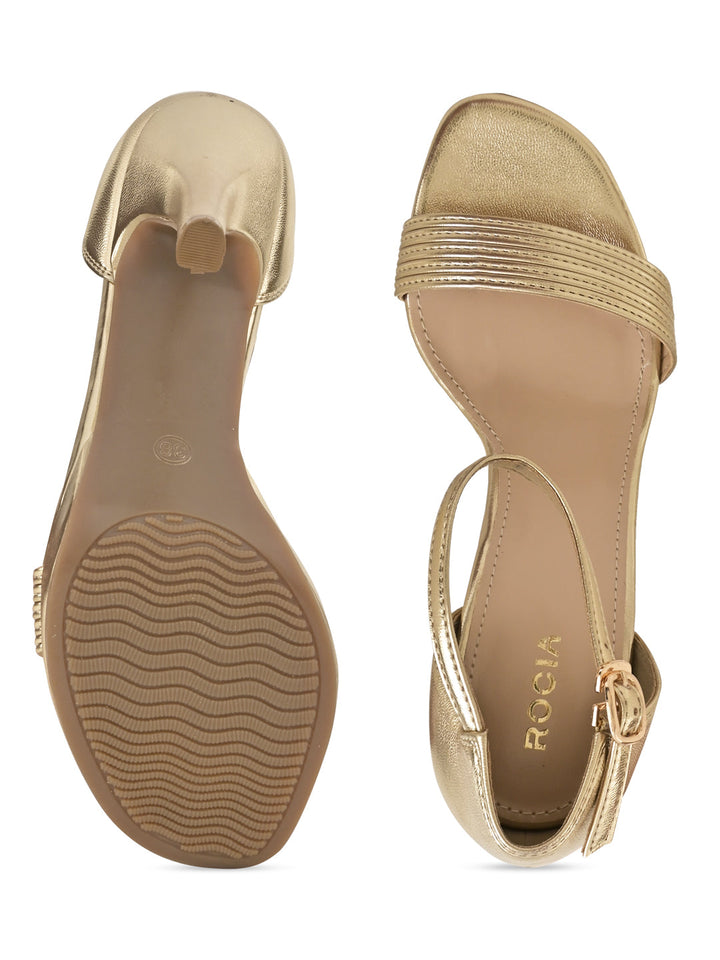 Rocia By Regal Gold Women Strappy Stiletto Heels
