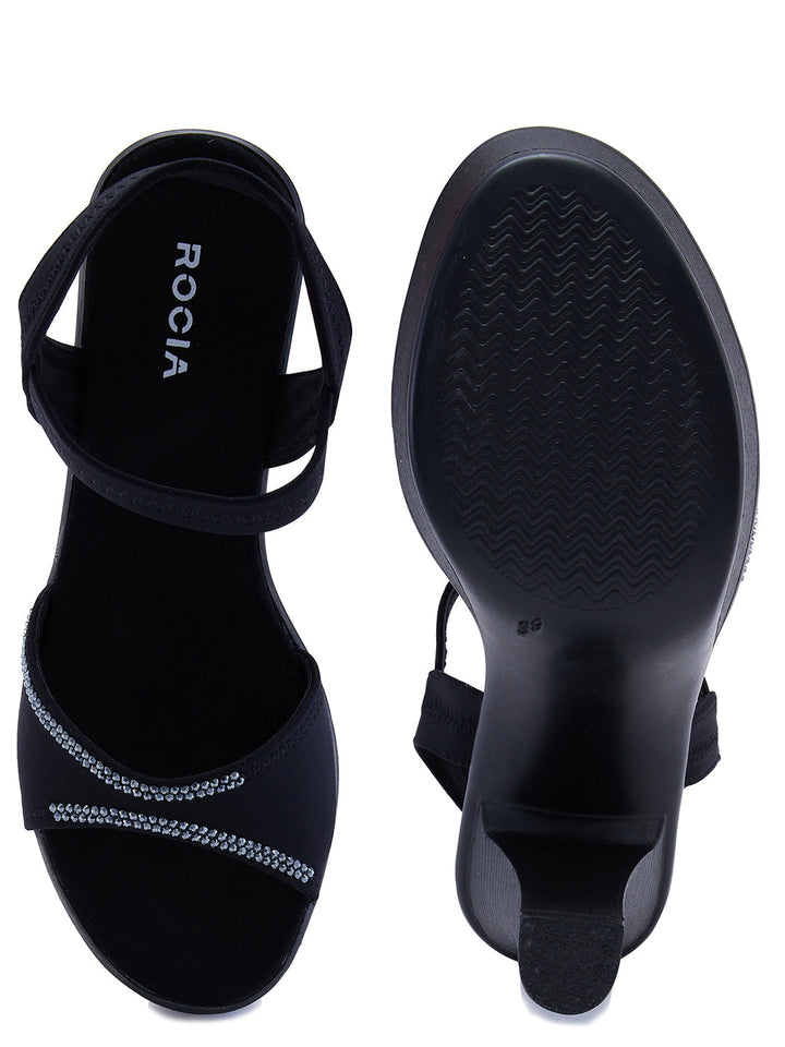 Rocia By Regal Black Women Diamond Studded Stilettos