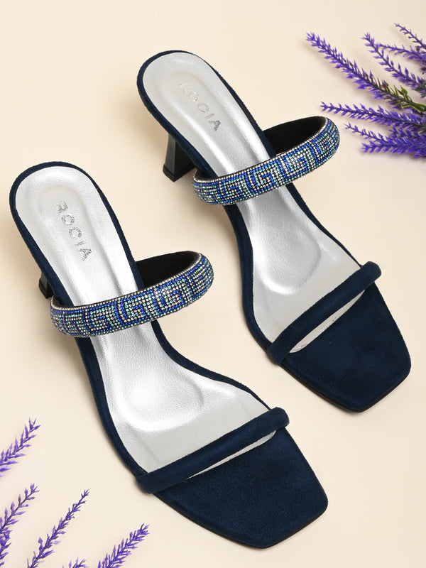 Rocia By Regal Blue Women Diamond Encrusted Stilettos