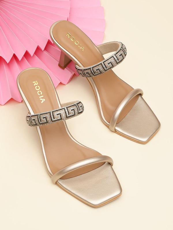 Rocia By Regal Gold Women Diamond Encrusted Stilettos