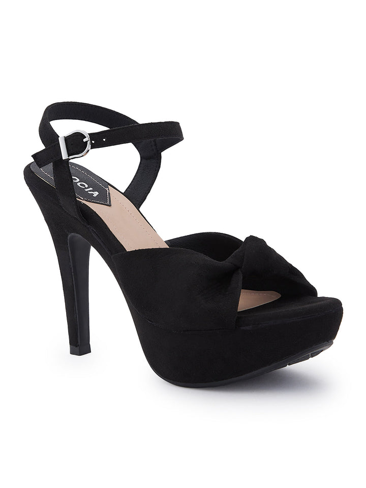 Rocia By Regal Black Women High Heel Knotted Stilletos