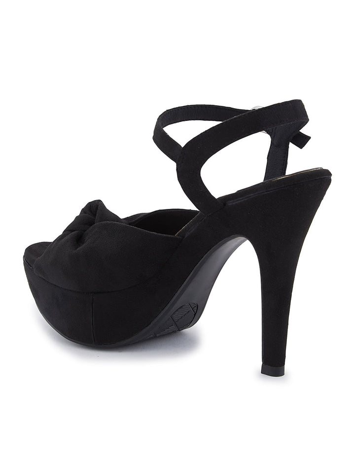 Rocia By Regal Black Women High Heel Knotted Stilletos