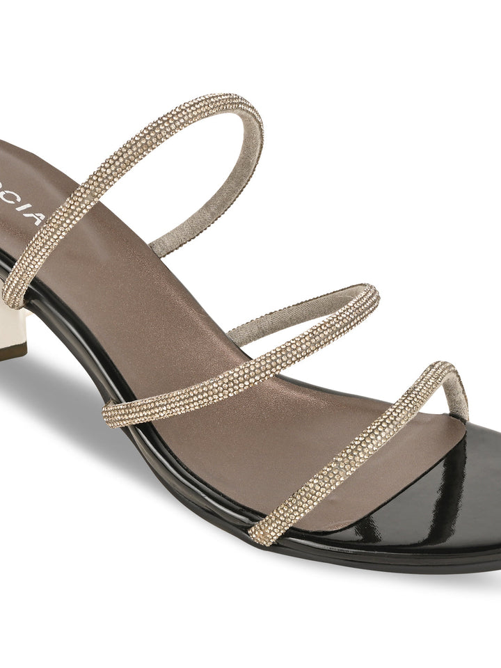 Rocia By Regal Gun Metal Women Diamante Strap Sandals