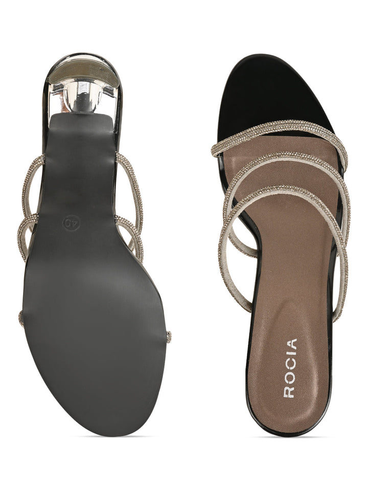 Rocia By Regal Gun Metal Women Diamante Strap Sandals